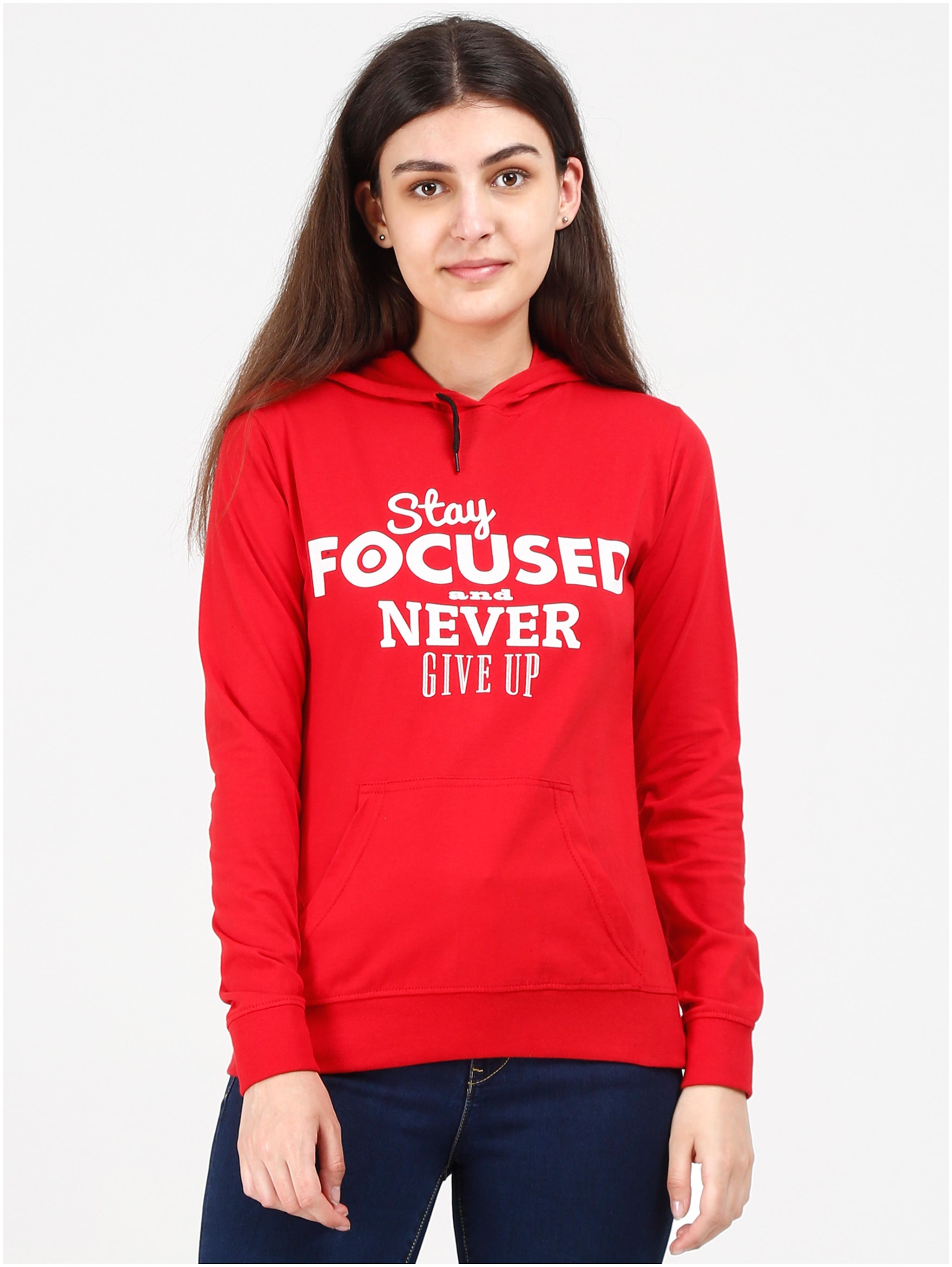 

Fleximaa Women Printed Hoodie - Red