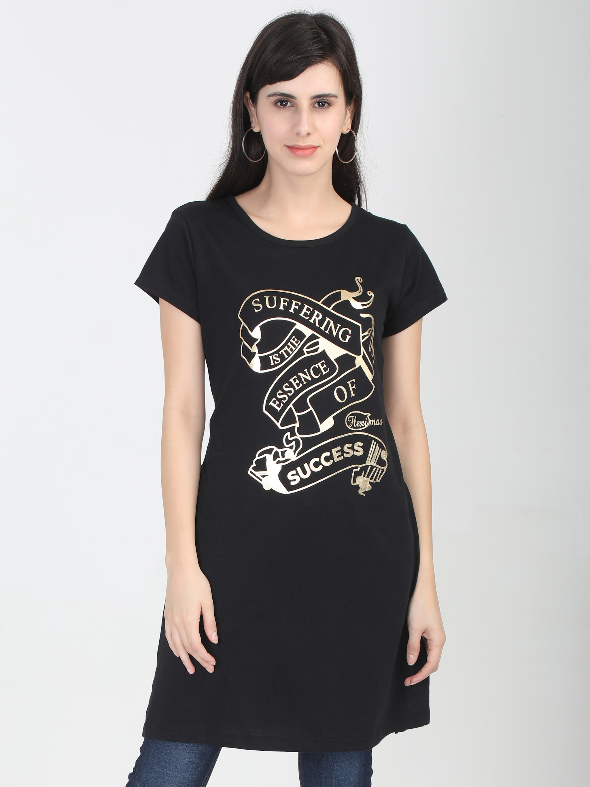 

Fleximaa Women Printed Regular top - Black