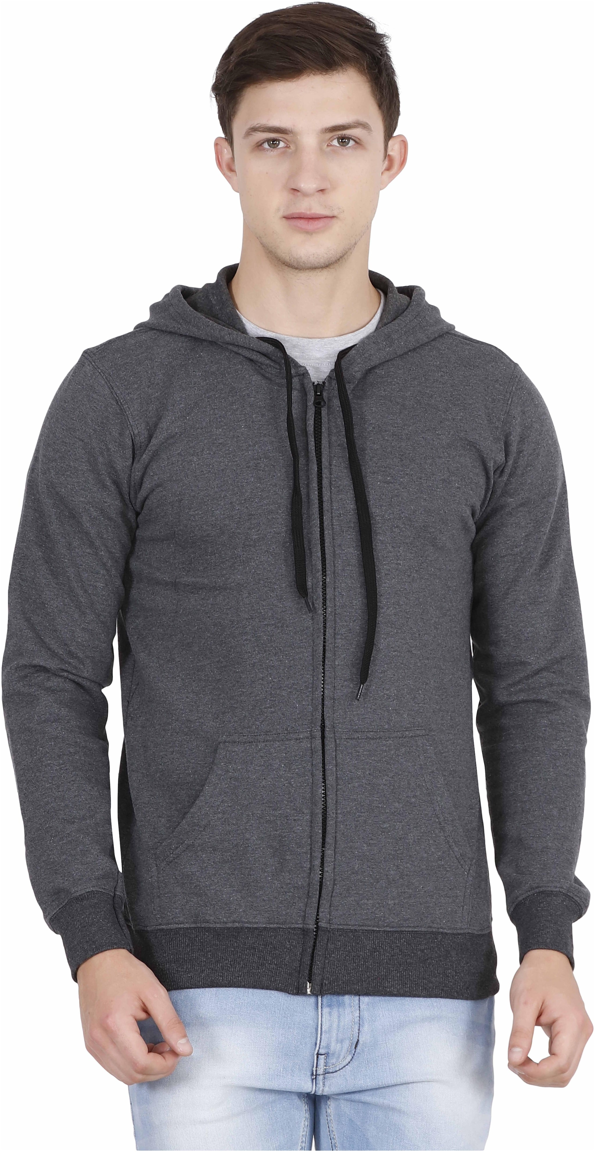 

Fleximaa Men Grey Hooded Sweatshirt