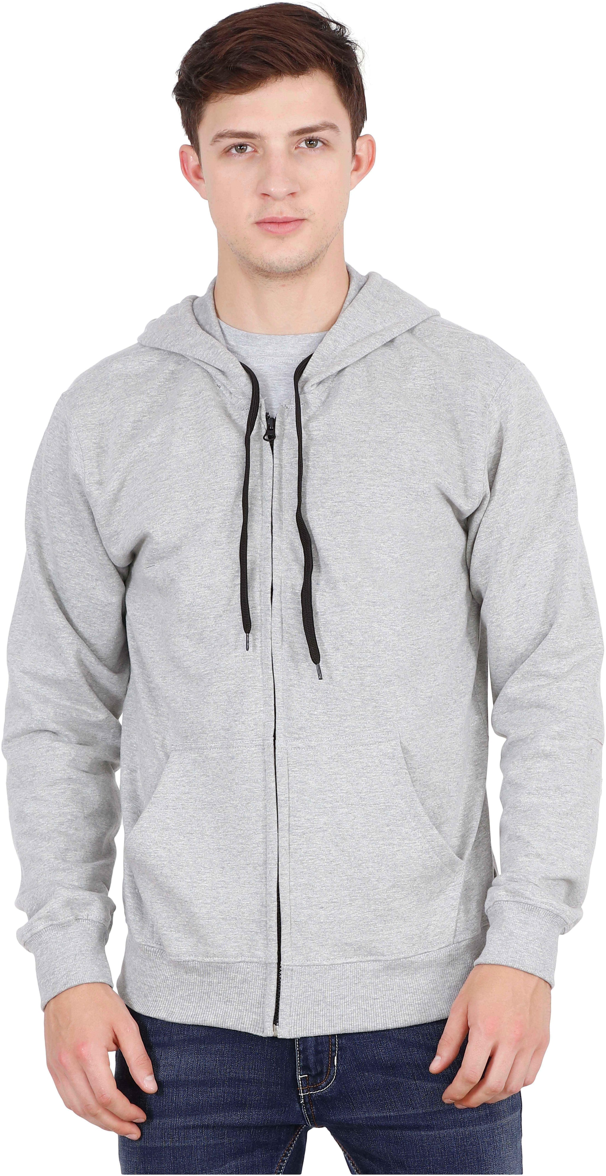 

Fleximaa Men Grey Hooded Sweatshirt