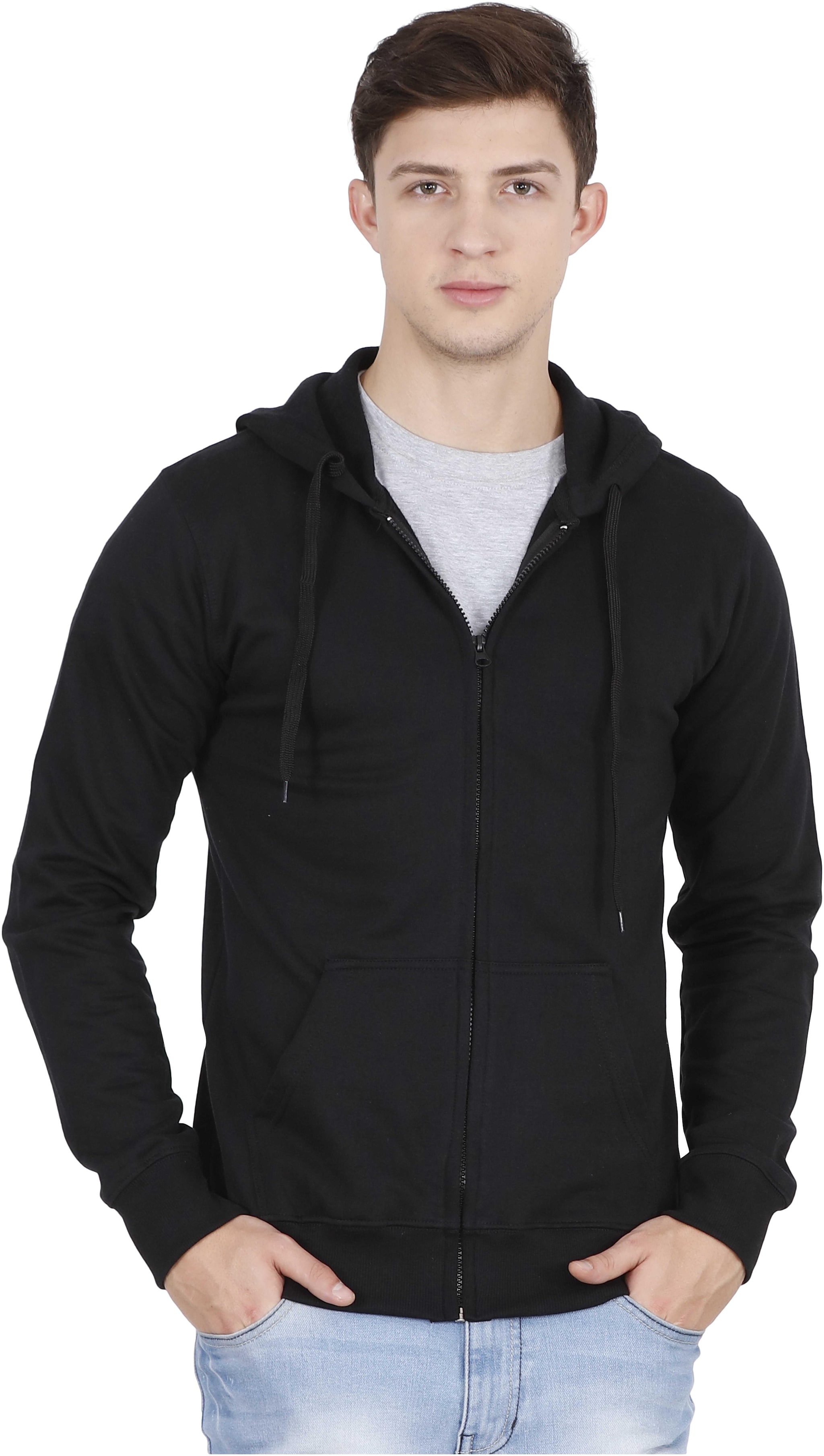 

Fleximaa Men Black Hooded Sweatshirt