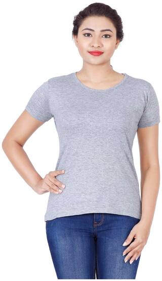 Fleximaa Women's Cotton Round Neck T-shirt Plain Grey Milange Color Xxl Size