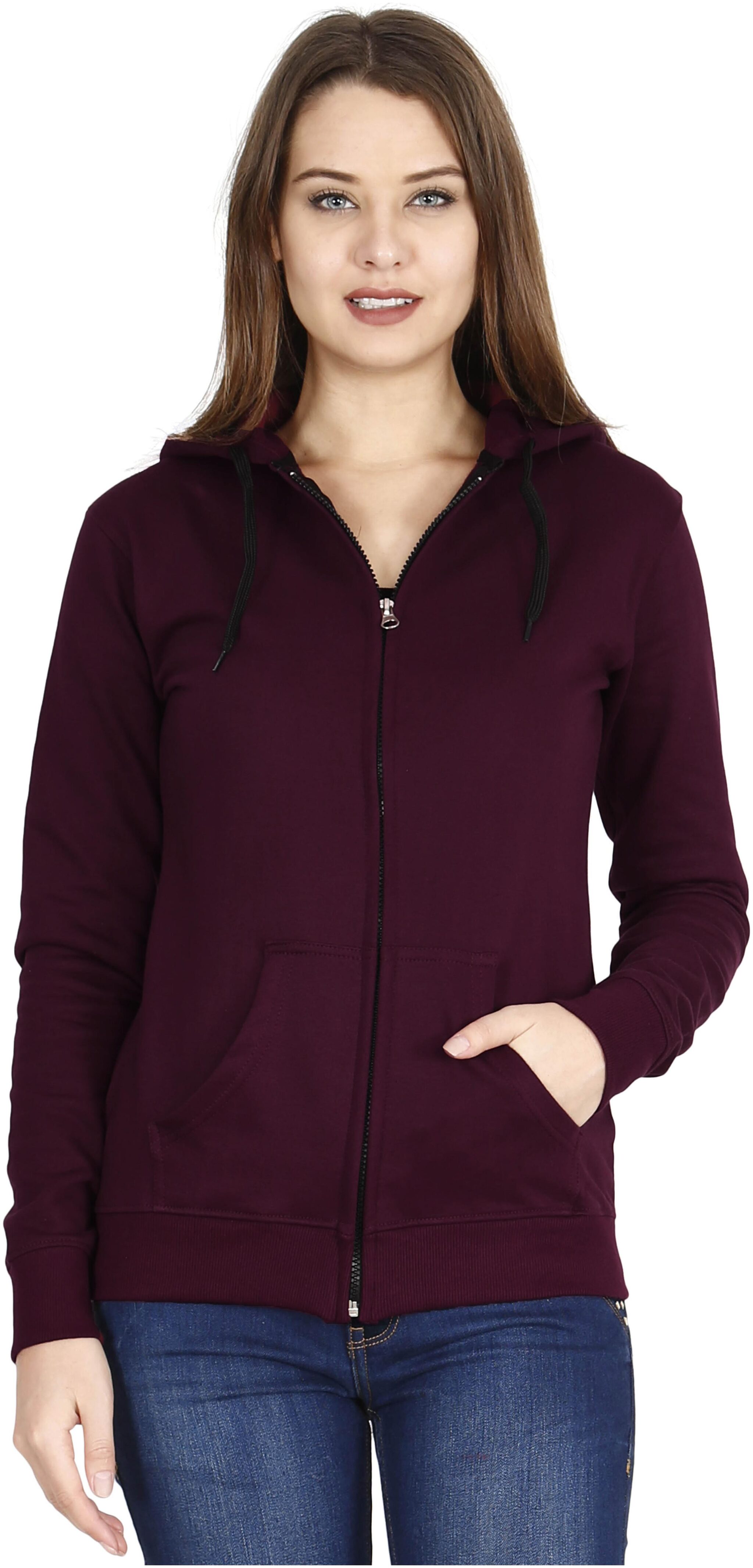

Fleximaa Women Solid Sweatshirt - Maroon