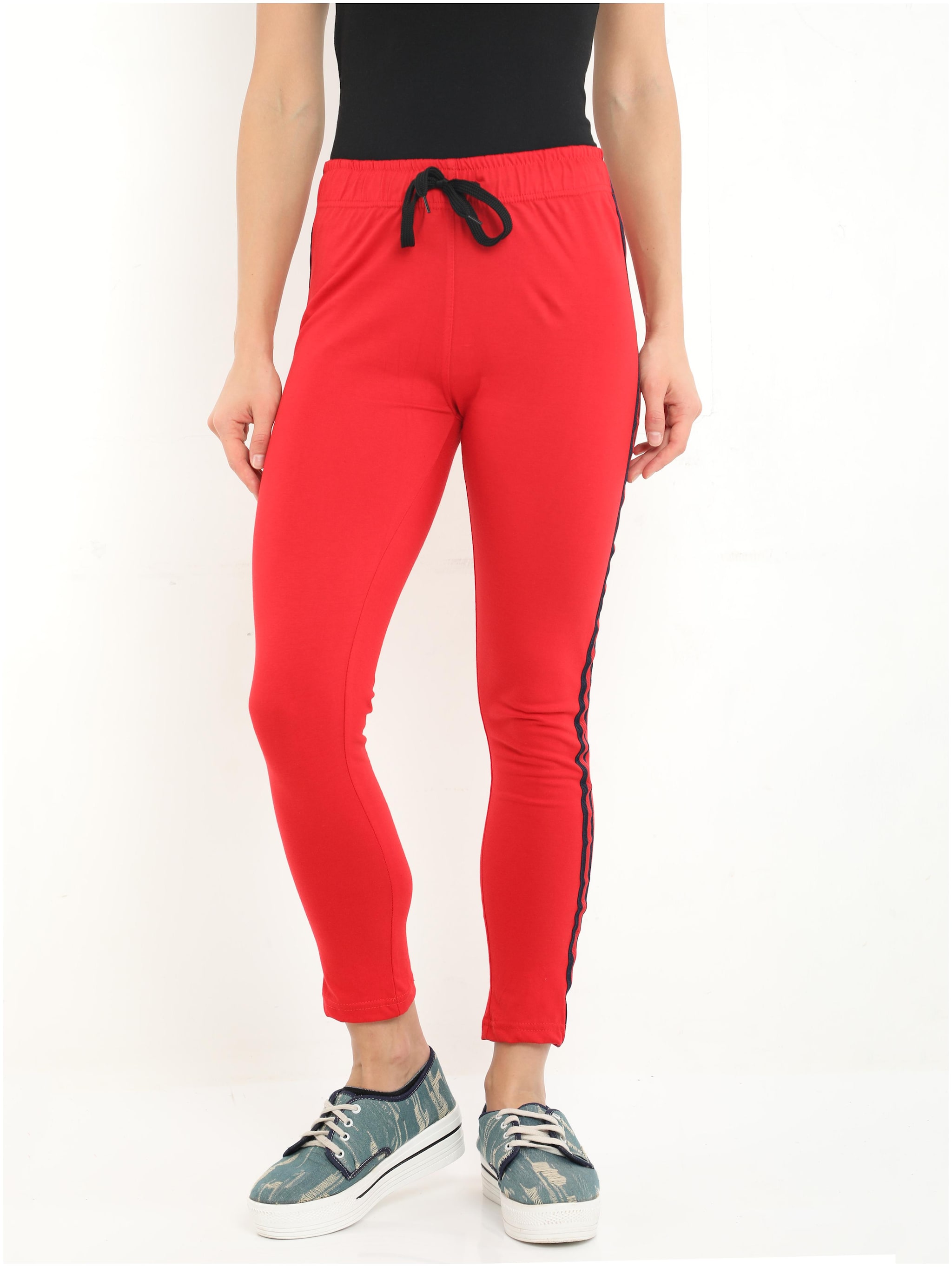 

Fleximaa Women Regular fit Cotton Solid Track pants - Red
