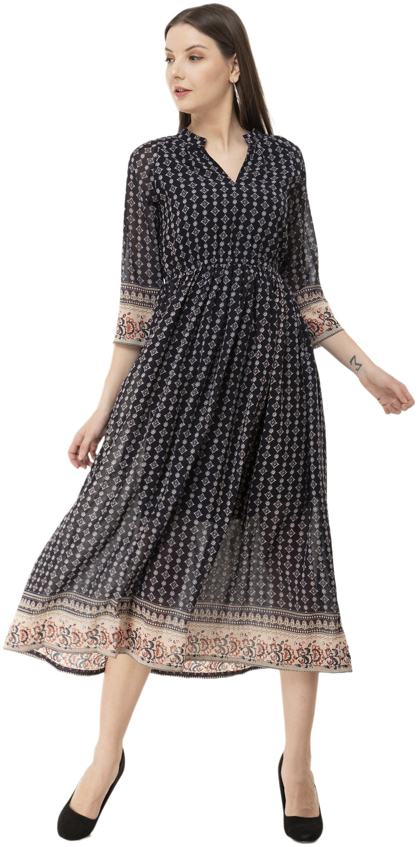 

FLIRTIVARIUS Black Printed A-line dress