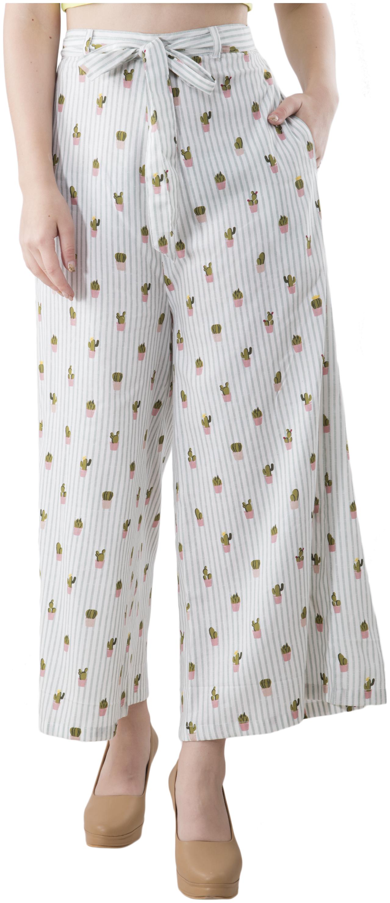 

FLIRTIVARIUS White Printed Flared Palazzo