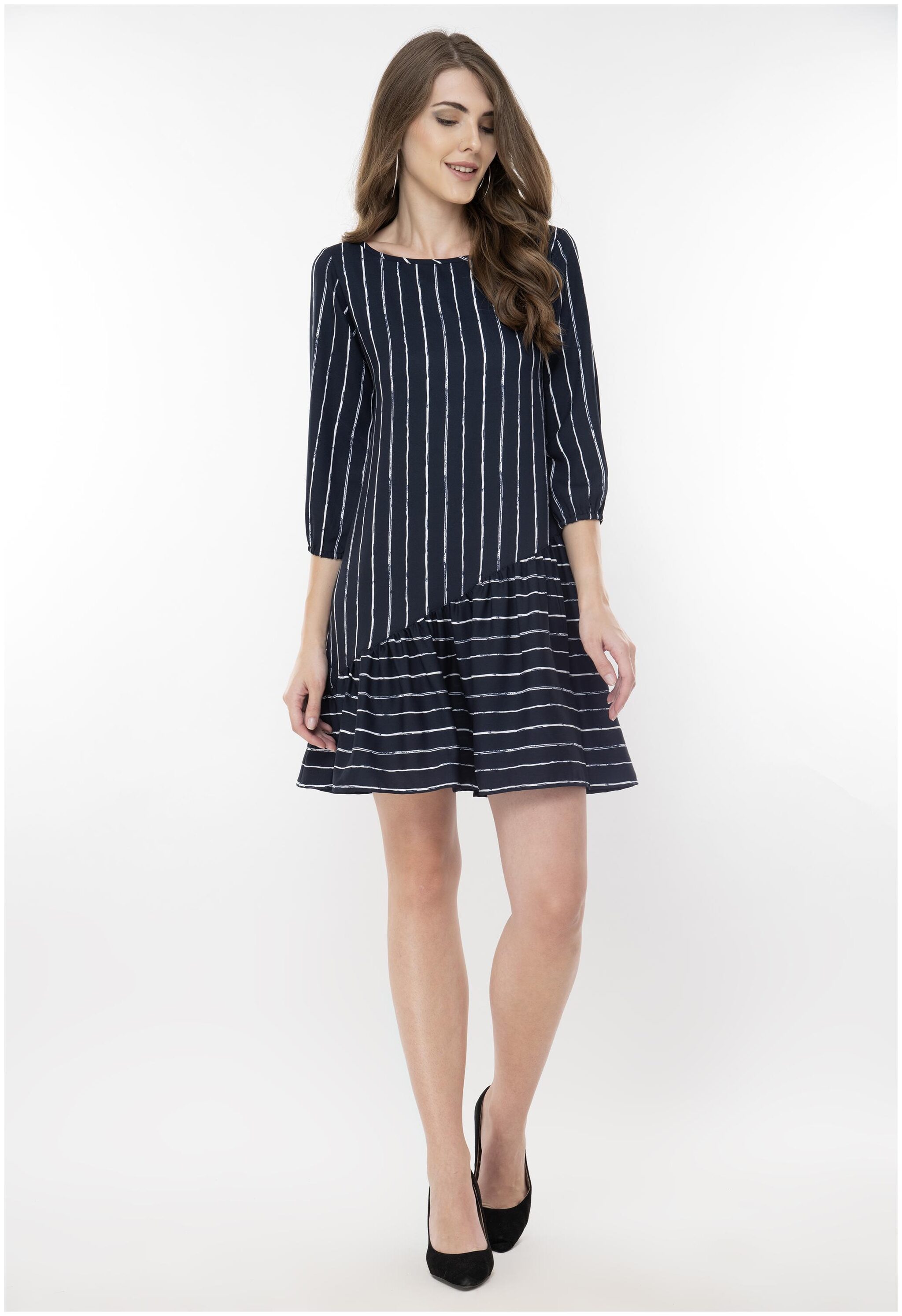 

FLIRTIVARIUS Blue Striped A-line dress