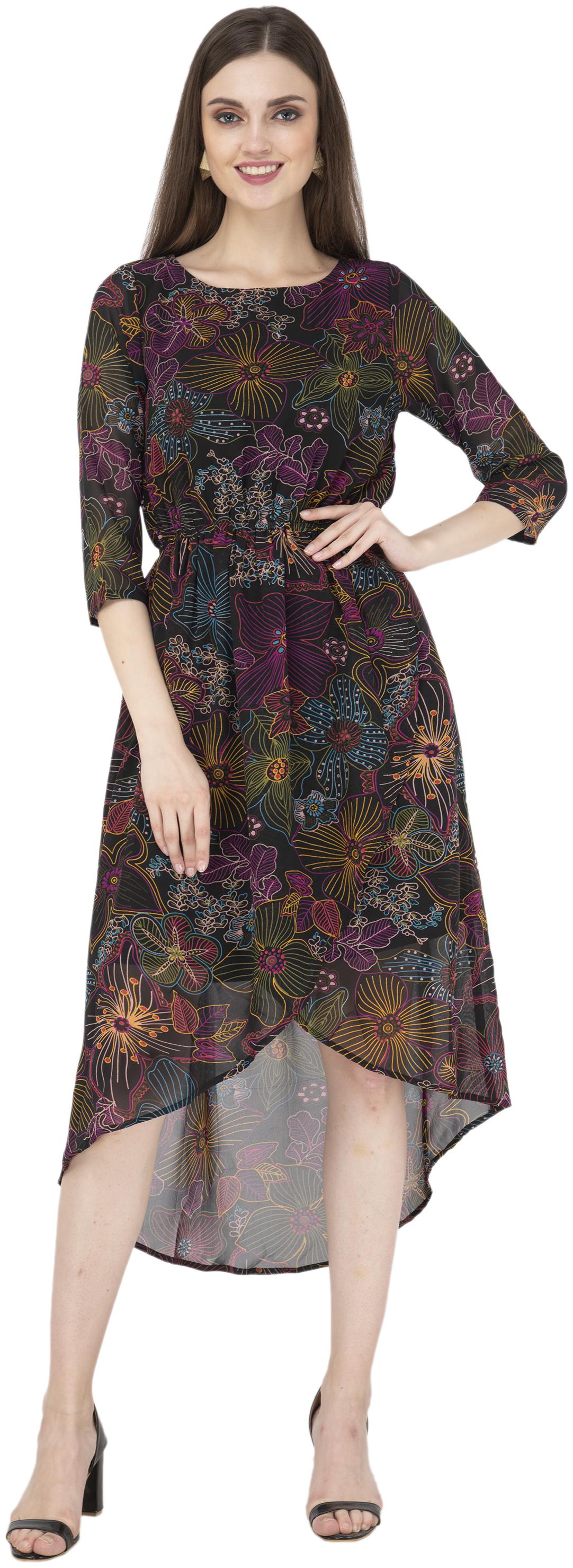 

FLIRTIVARIUS Black Printed A-line dress