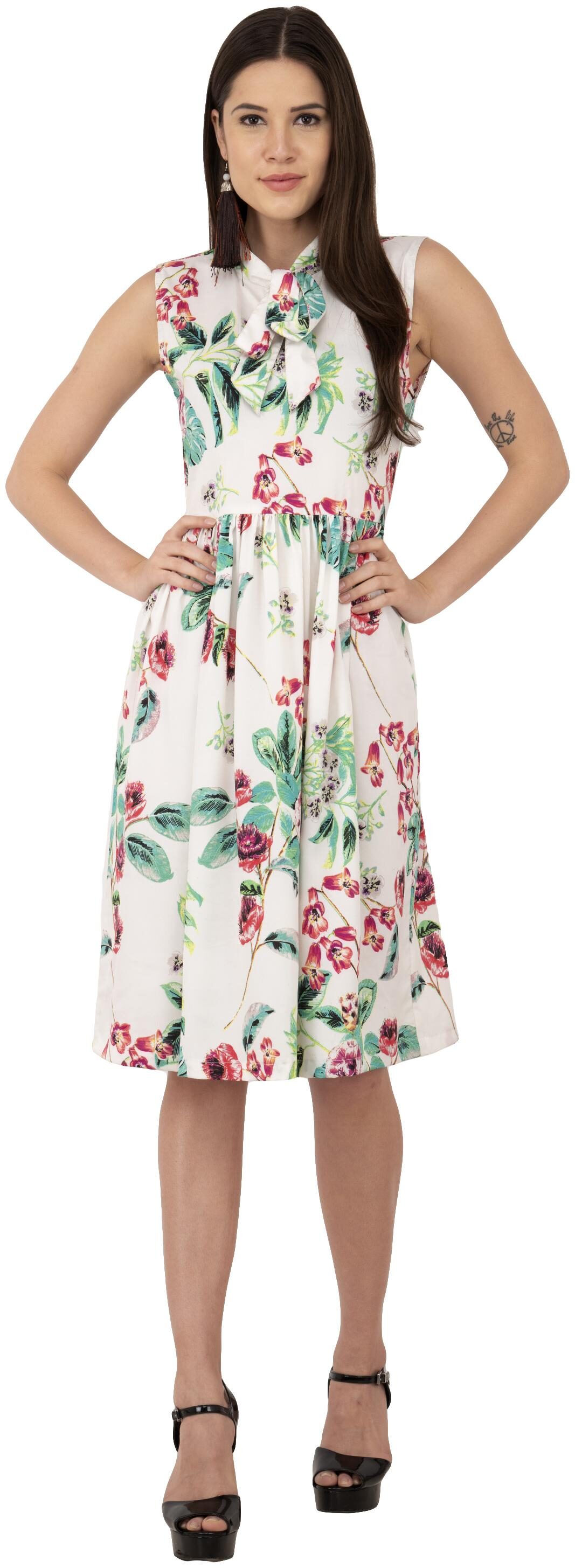 

FLIRTIVARIUS Multi Printed A-line dress