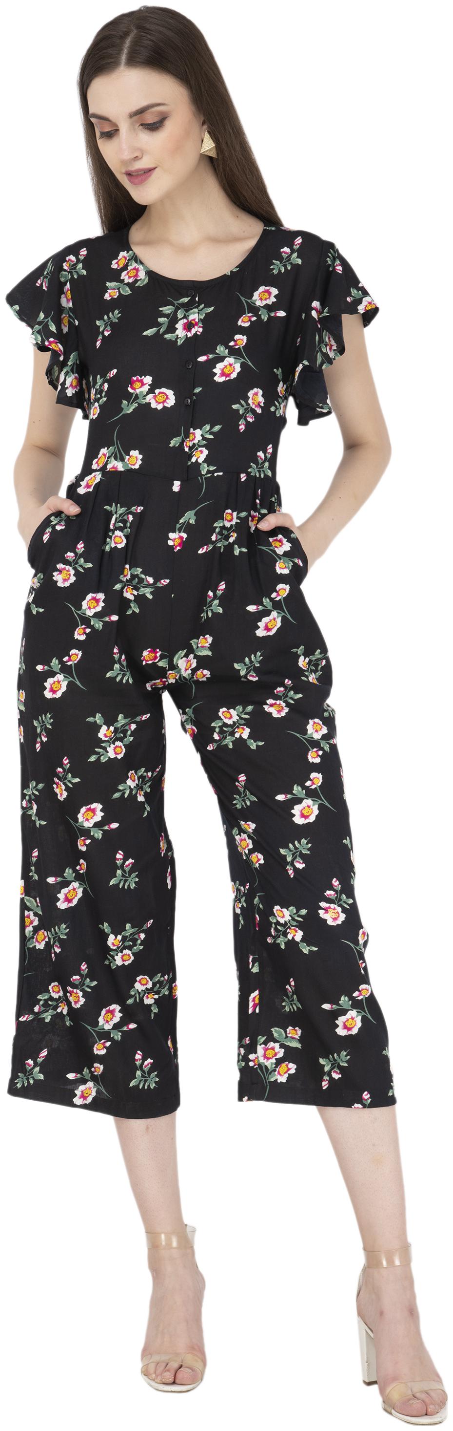 

FLIRTIVARIUS Printed Jumpsuit - Black