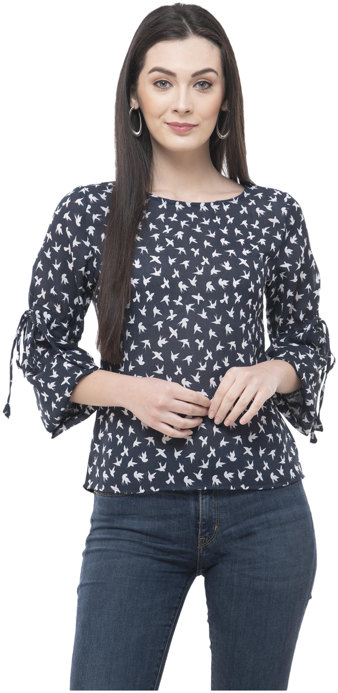 

FLIRTIVARIUS Women Printed A-line top - Black
