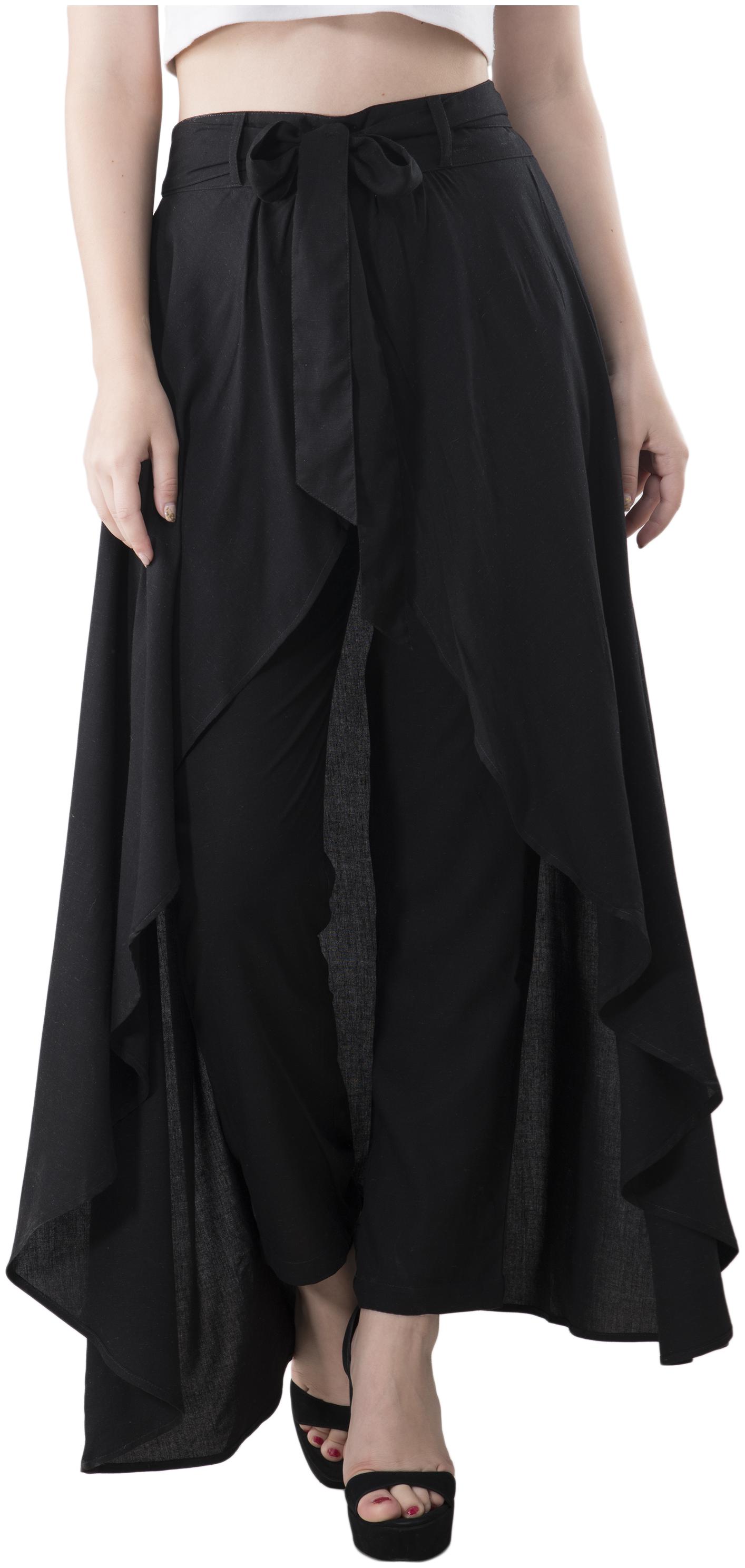 

Flirtivarius solid ruffled skirt palazzo for women