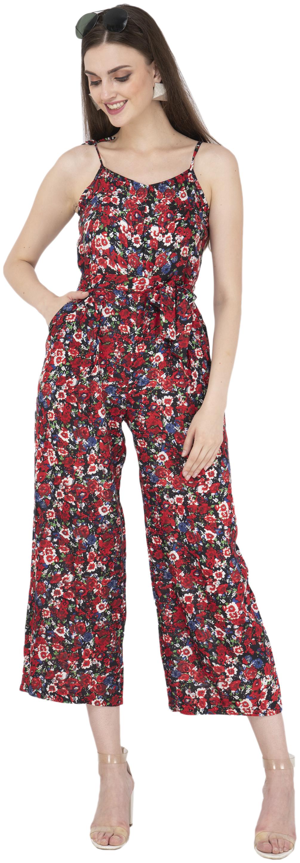 

FLIRTIVARIUS Printed Jumpsuit - Maroon