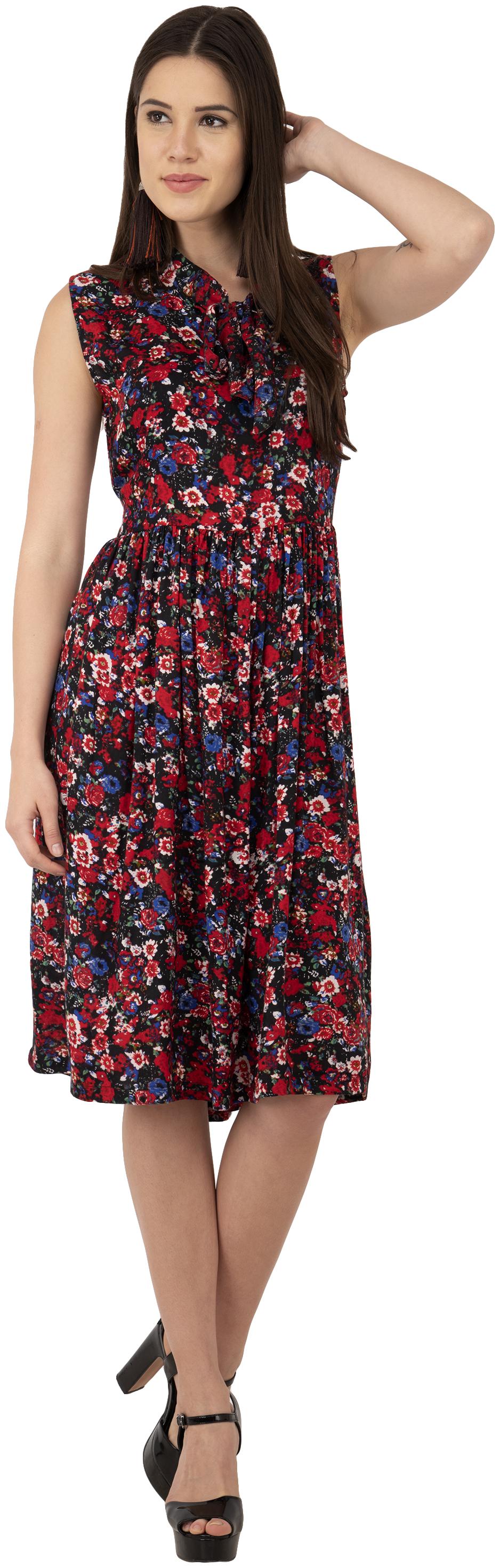 

FLIRTIVARIUS Multi Printed A-line dress
