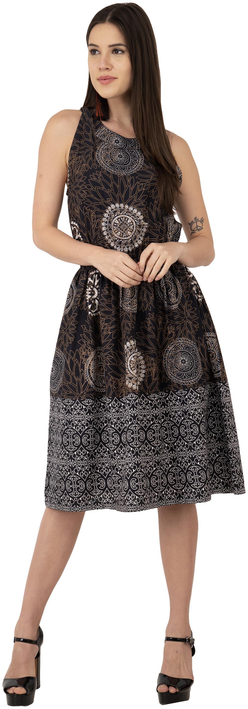 

FLIRTIVARIUS Black Printed A-line dress