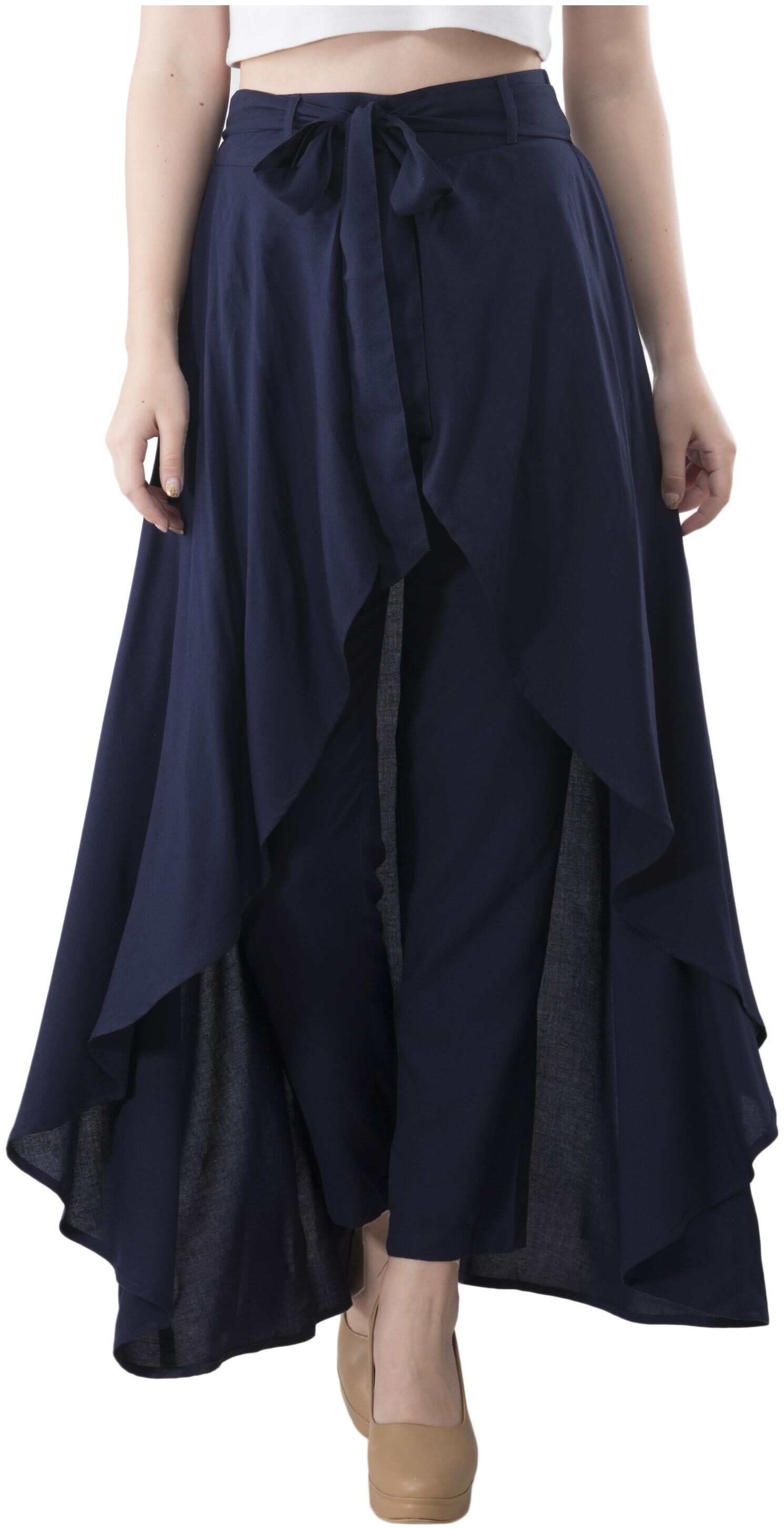 

Flirtivarius solid ruffled skirt palazzo for women