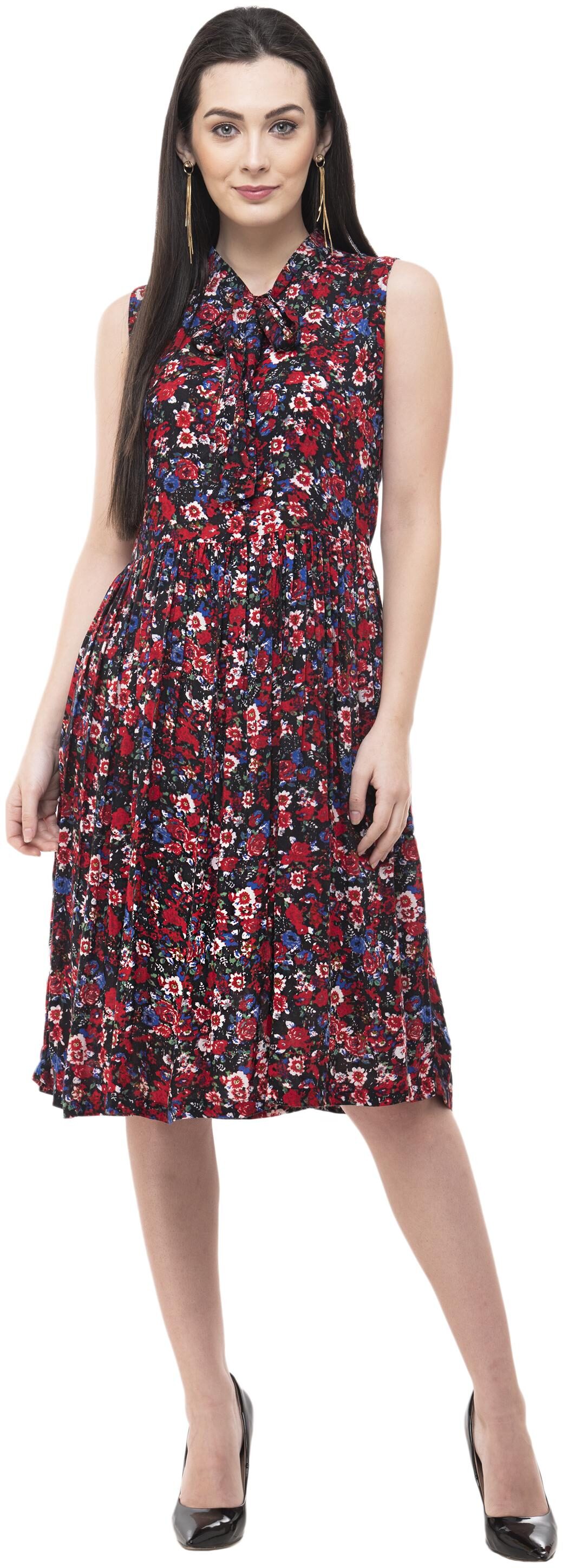 

FLIRTIVARIUS Black Printed A-line dress