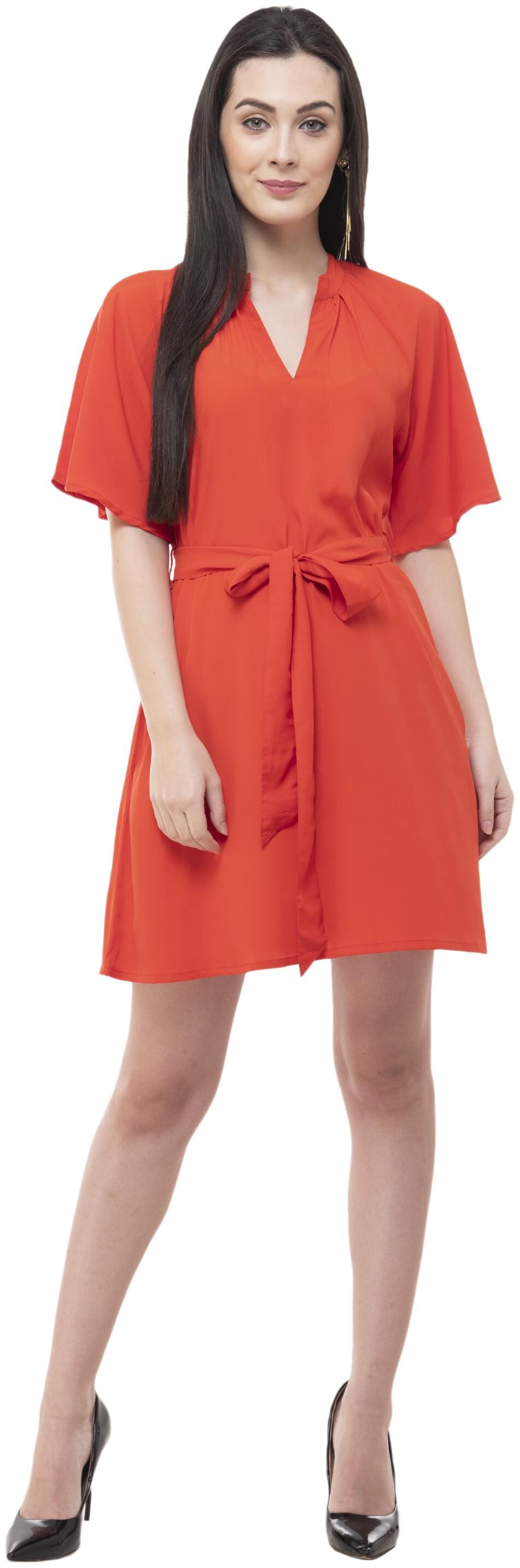 

FLIRTIVARIUS Orange Solid A-line dress