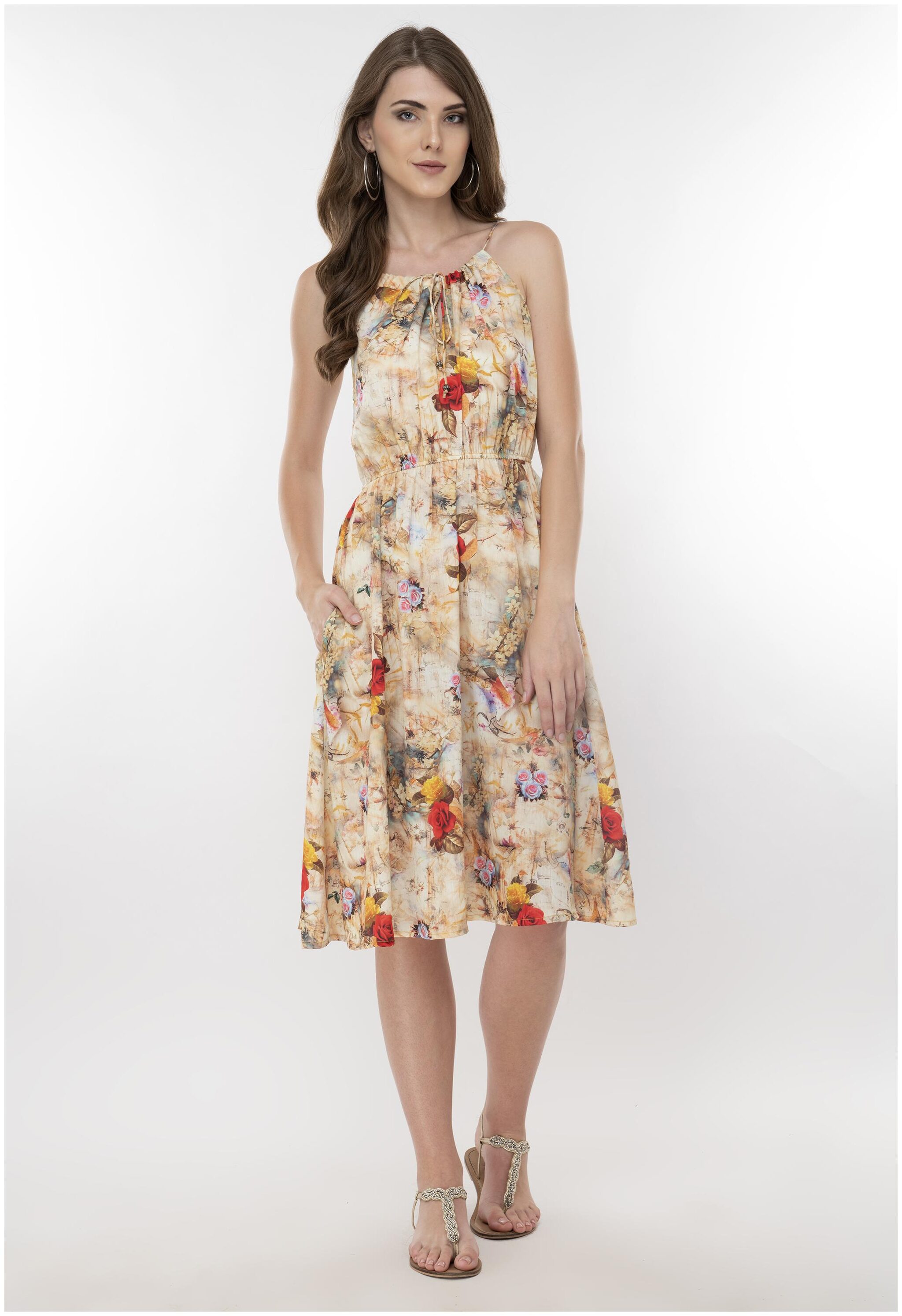 

FLIRTIVARIUS Beige Printed A-line dress
