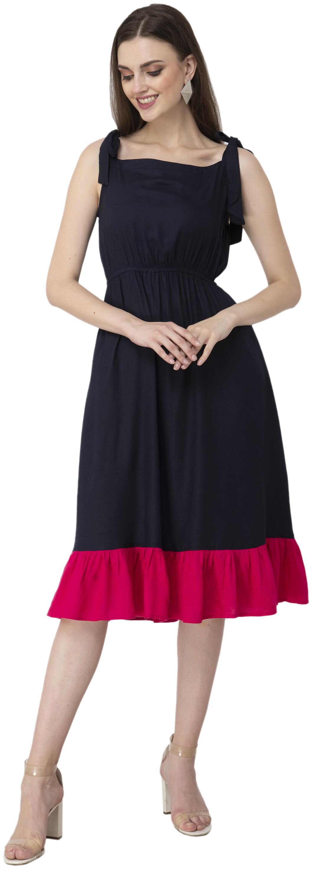 

FLIRTIVARIUS Blue Solid A-line dress