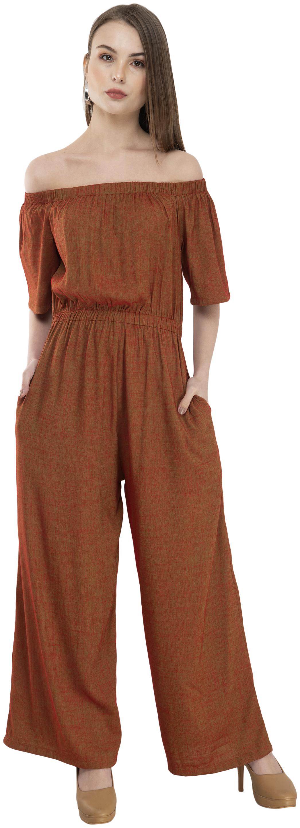 

FLIRTIVARIUS Solid Jumpsuit - Brown