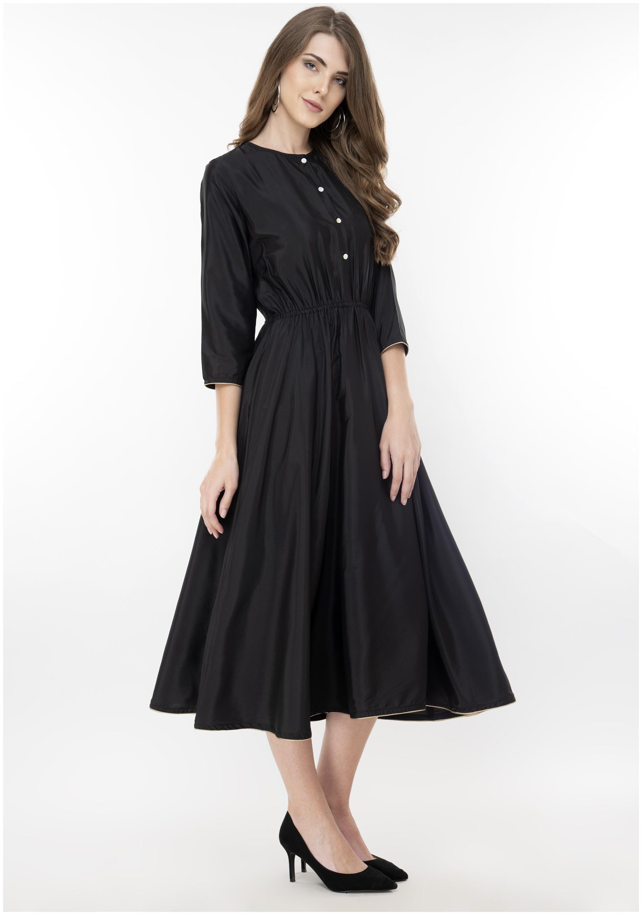 

FLIRTIVARIUS Black Solid A-line dress