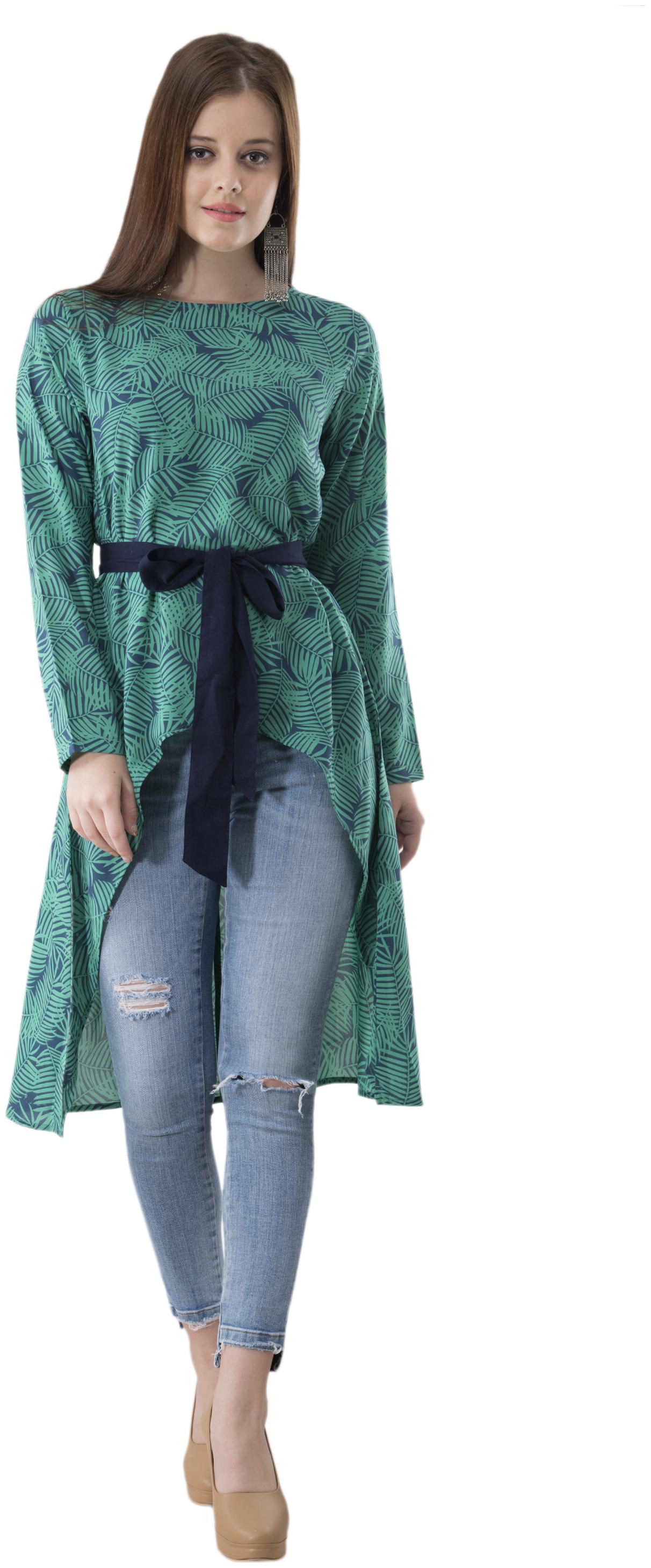

FLIRTIVARIUS Green Printed A-line dress