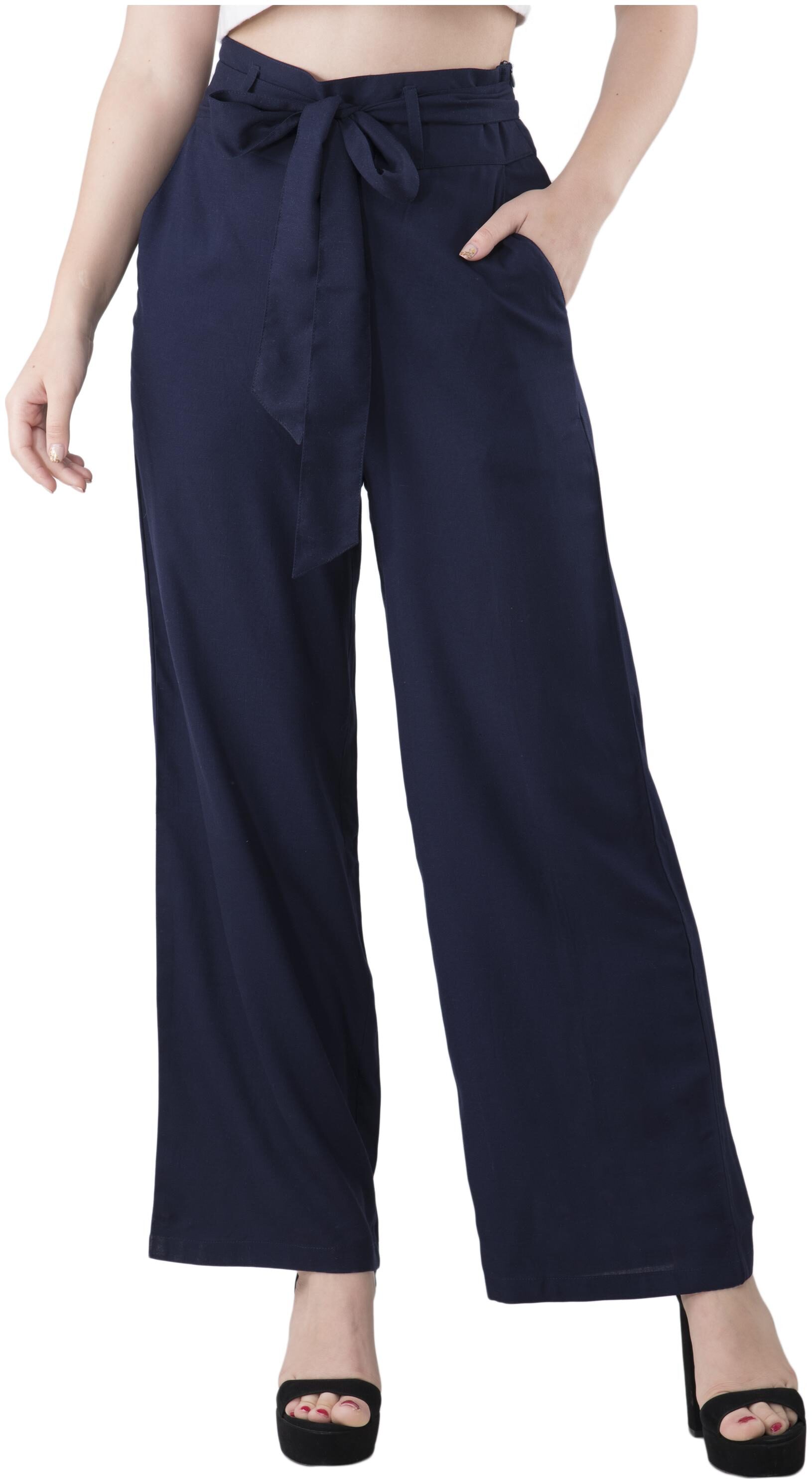 

FLIRTIVARIUS Blue Solid Straight Palazzo