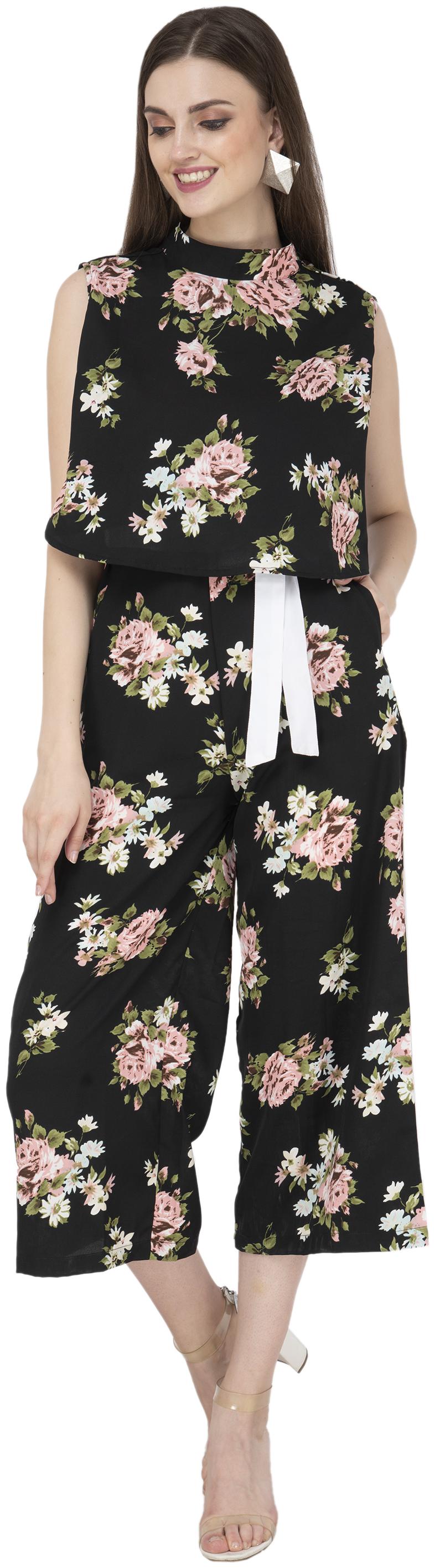 

FLIRTIVARIUS Floral Jumpsuit - Black