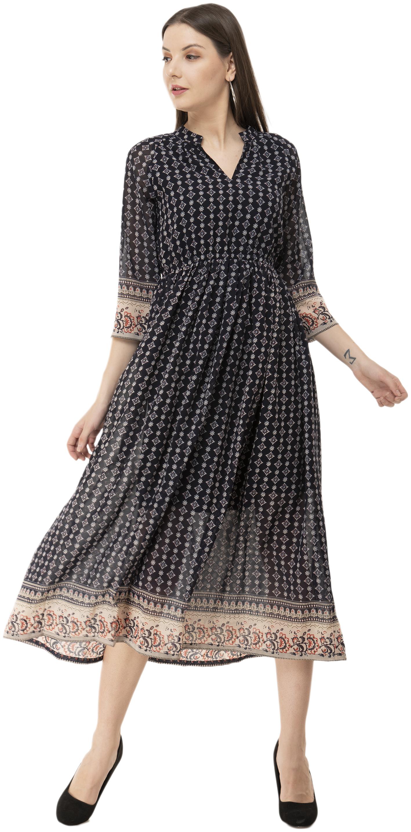 

FLIRTIVARIUS Black Printed A-line dress