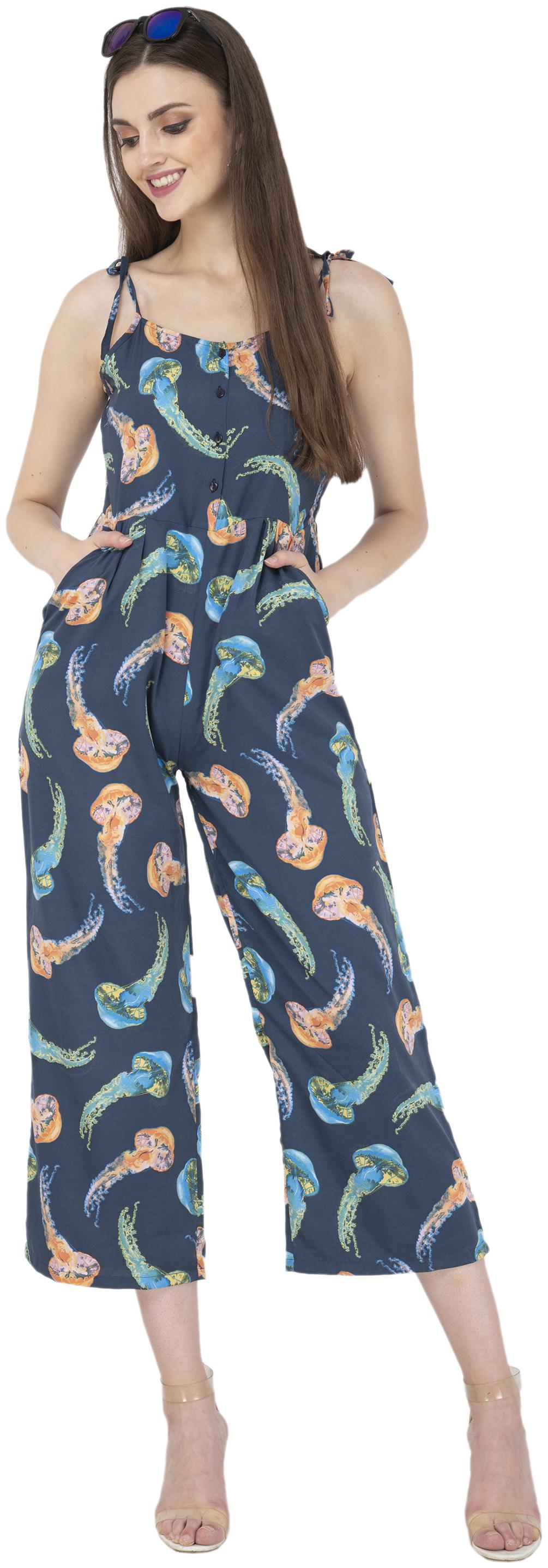 

FLIRTIVARIUS Printed Jumpsuit - Blue