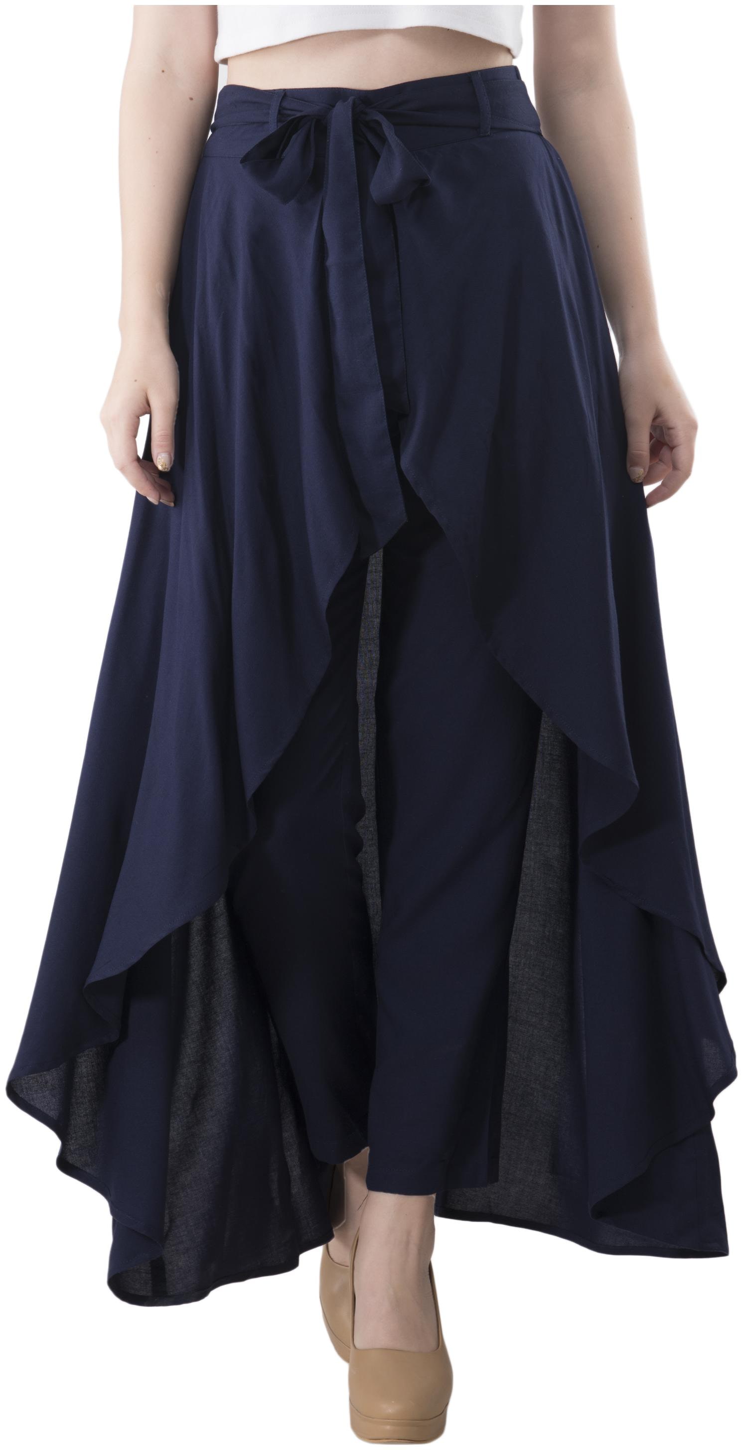 

Flirtivarius solid ruffled skirt palazzo for women