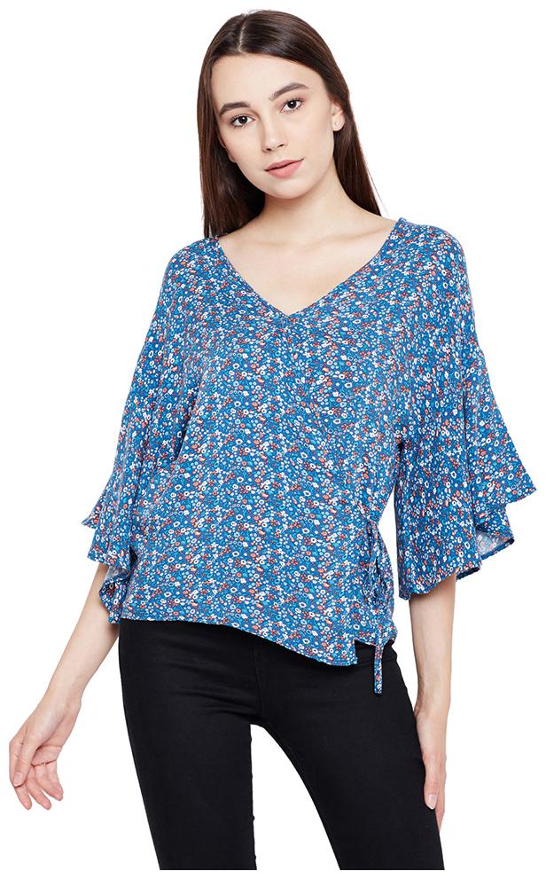 

OXOLLOXO Women Printed Regular top - Blue