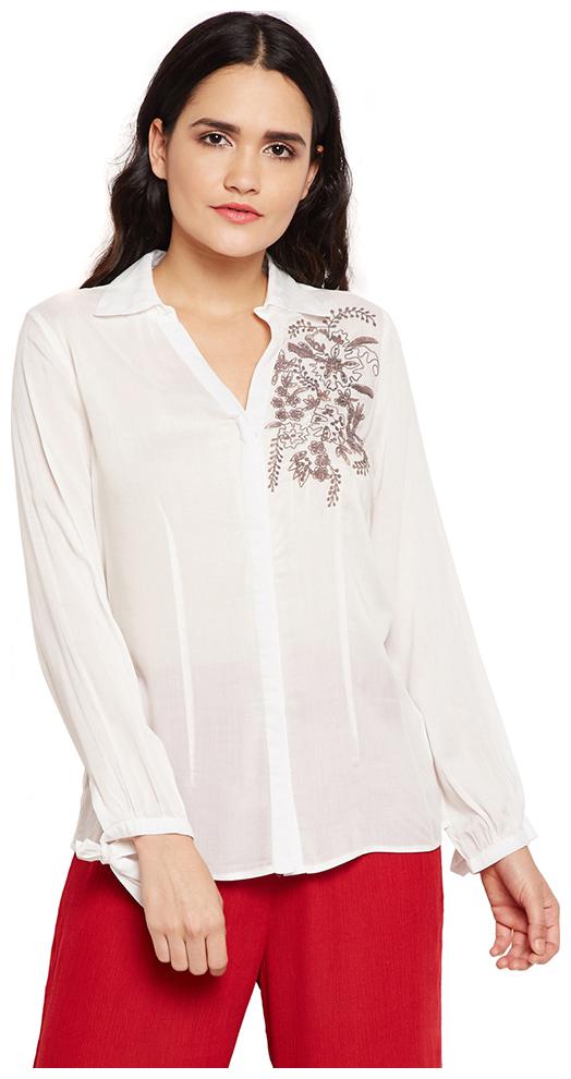 

OXOLLOXO Women White Solid Regular Fit Shirt