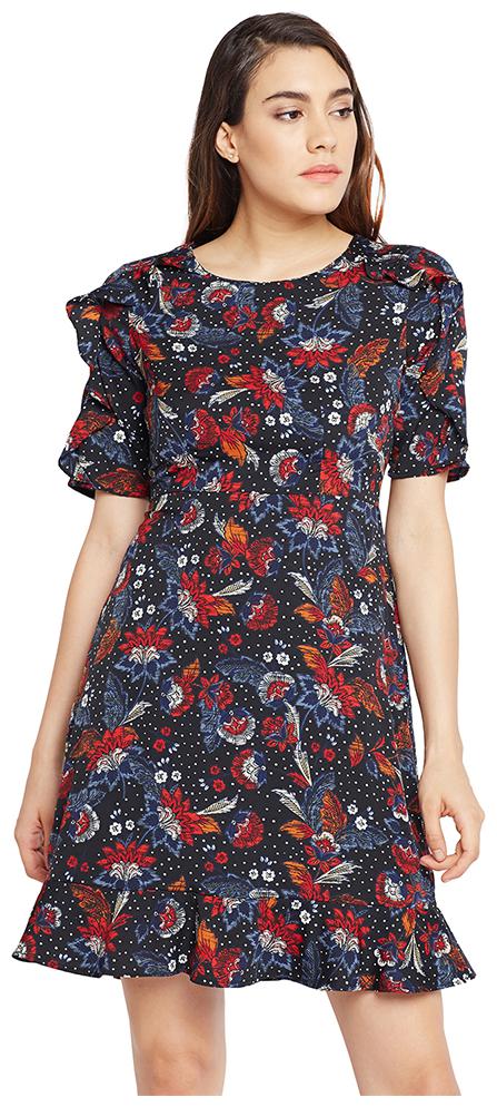 

OXOLLOXO Black Printed A-line dress