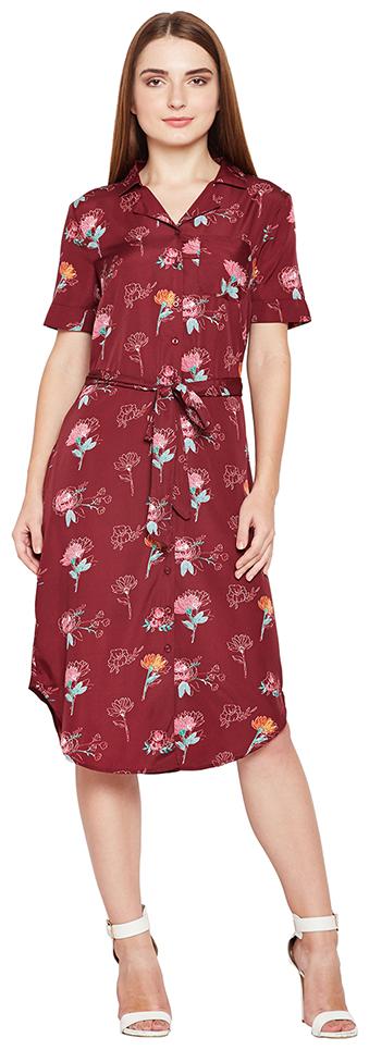 

OXOLLOXO Maroon Printed A-line dress