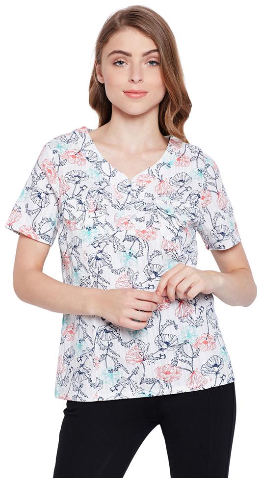 

OXOLLOXO Women Printed Regular top - White