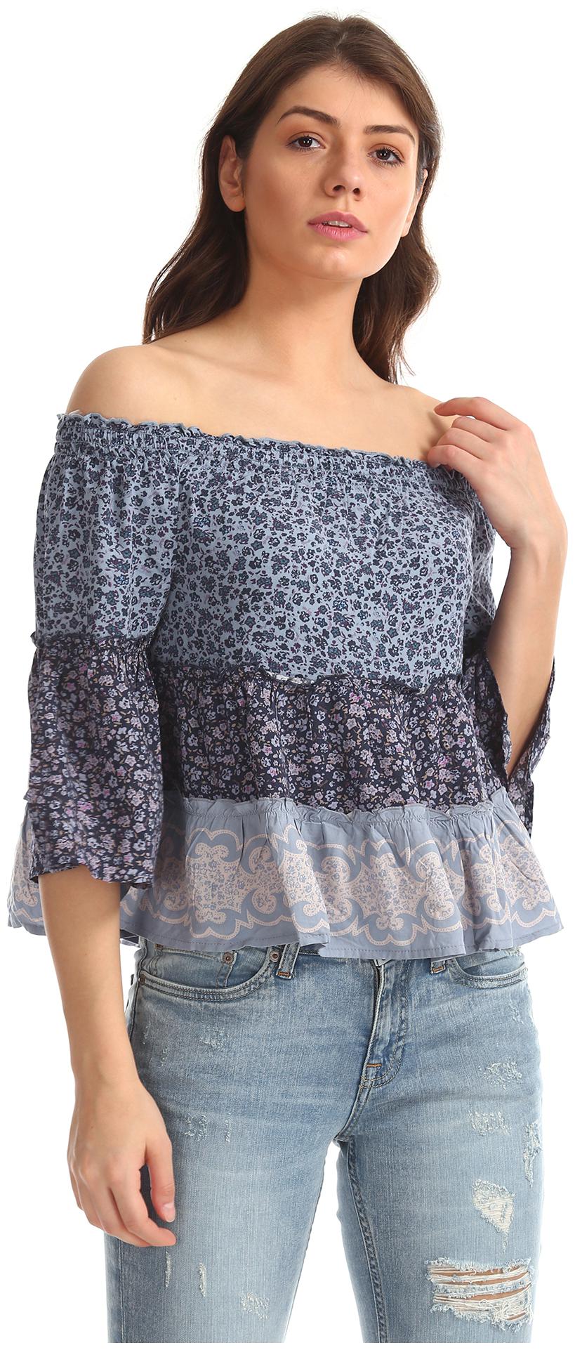 

Aeropostale Women Printed Cape top - Blue