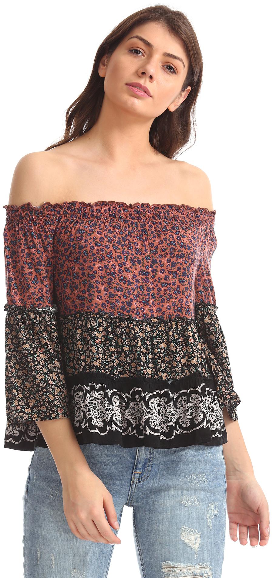 

Aeropostale Women Printed Regular top - Black