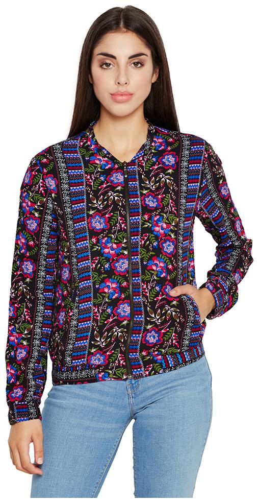 

OXOLLOXO Women Printed Bomber Jacket - Black