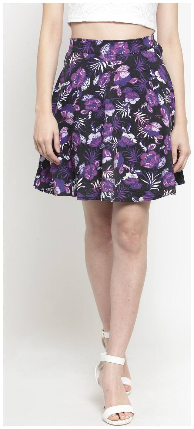 Sera Floral A-line skirt Mini Skirt - Purple