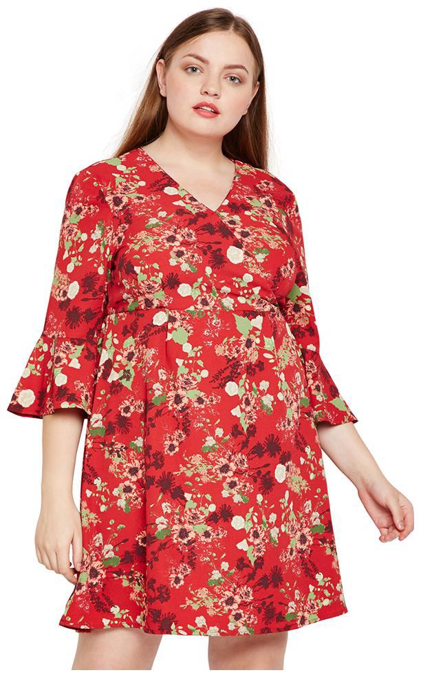 

OXOLLOXO Red Printed Wrap dress