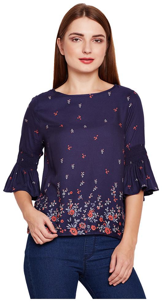 

OXOLLOXO Women Printed Regular top - Blue