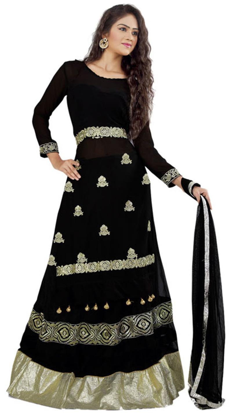 

Florence Black Georgette Semi Stitched Suit