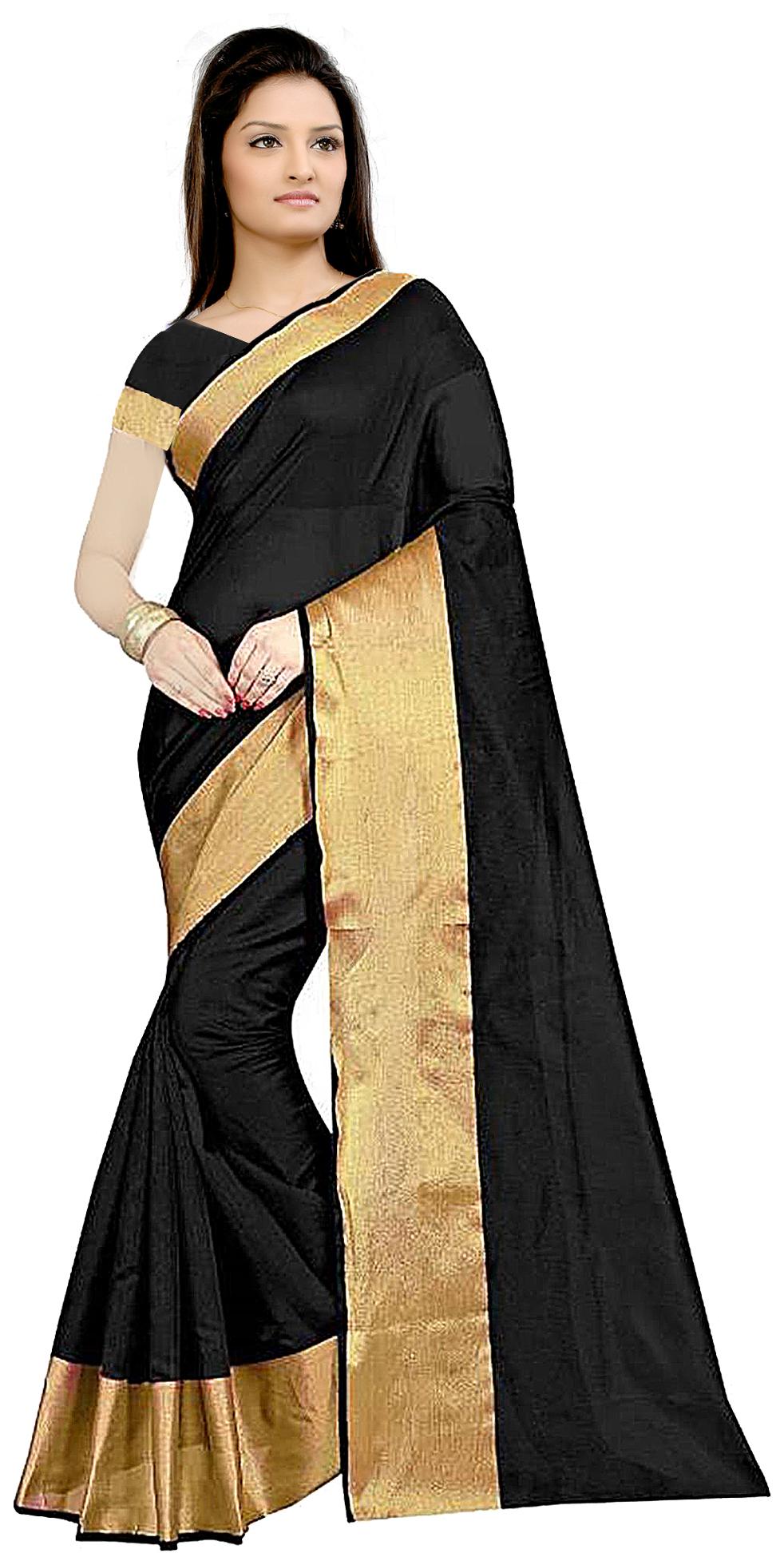 

Florence Black Cotton Silk Printed Saree with Blouse