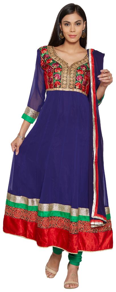 

Florence Blue Georgette Embroidered Dress Material