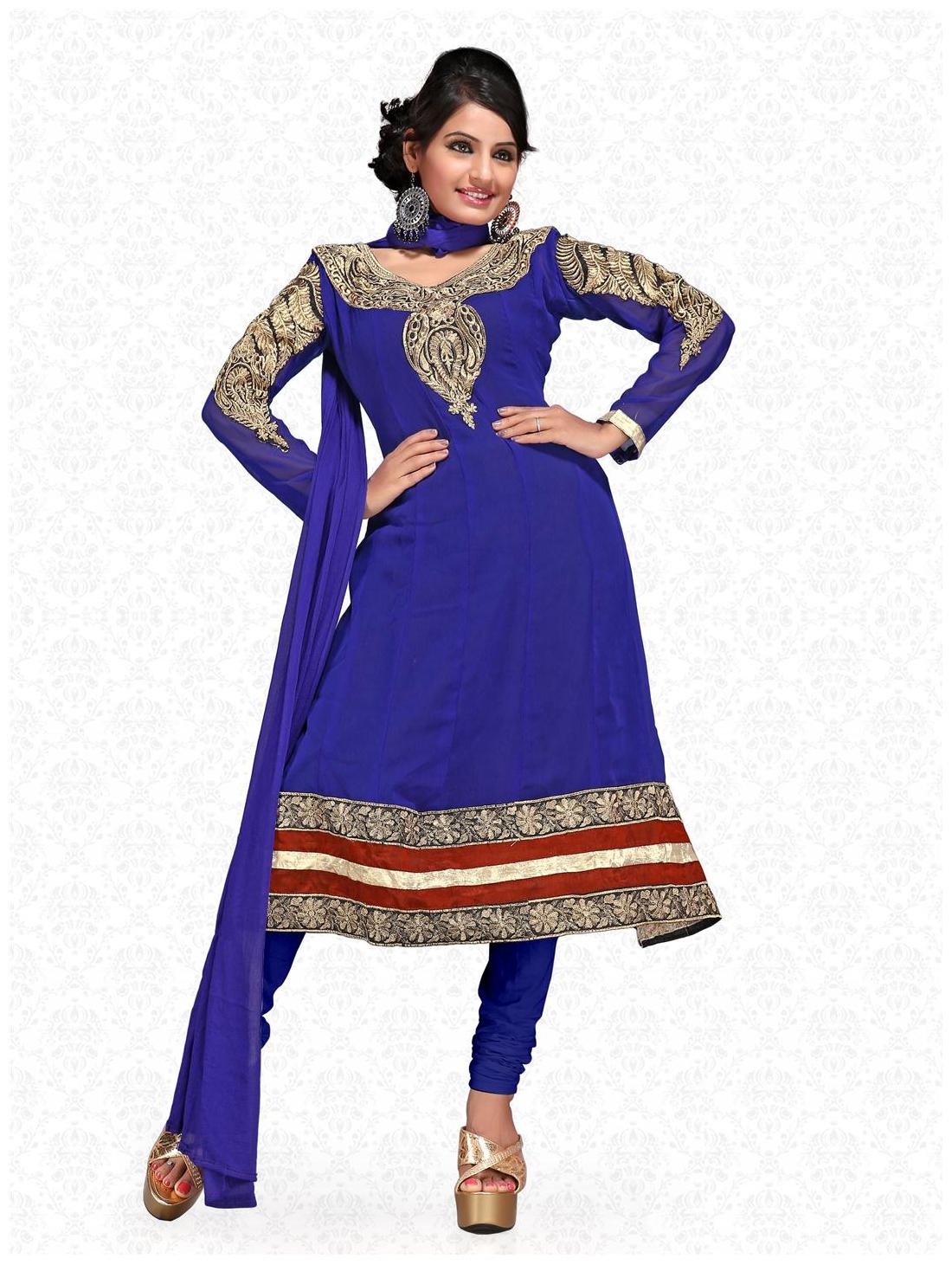 

Florence Blue Unstitched Kurta fabric With dupatta Dress Material
