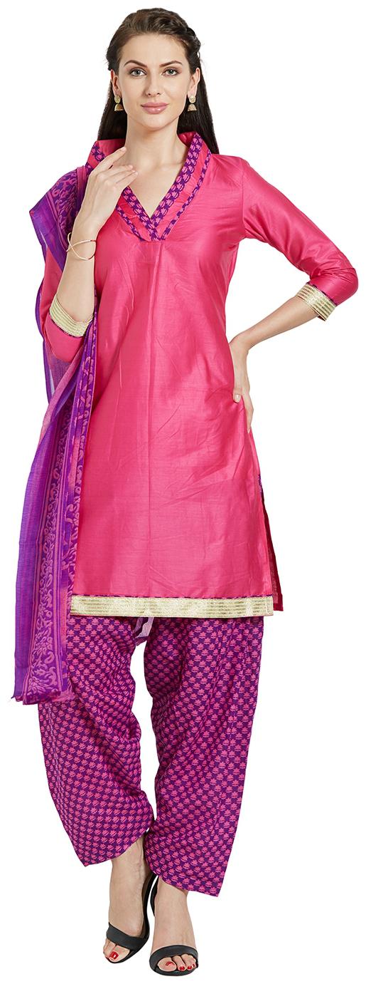 

Florence Grace Cotton Pink Purple Embroidered Patiyala Suit