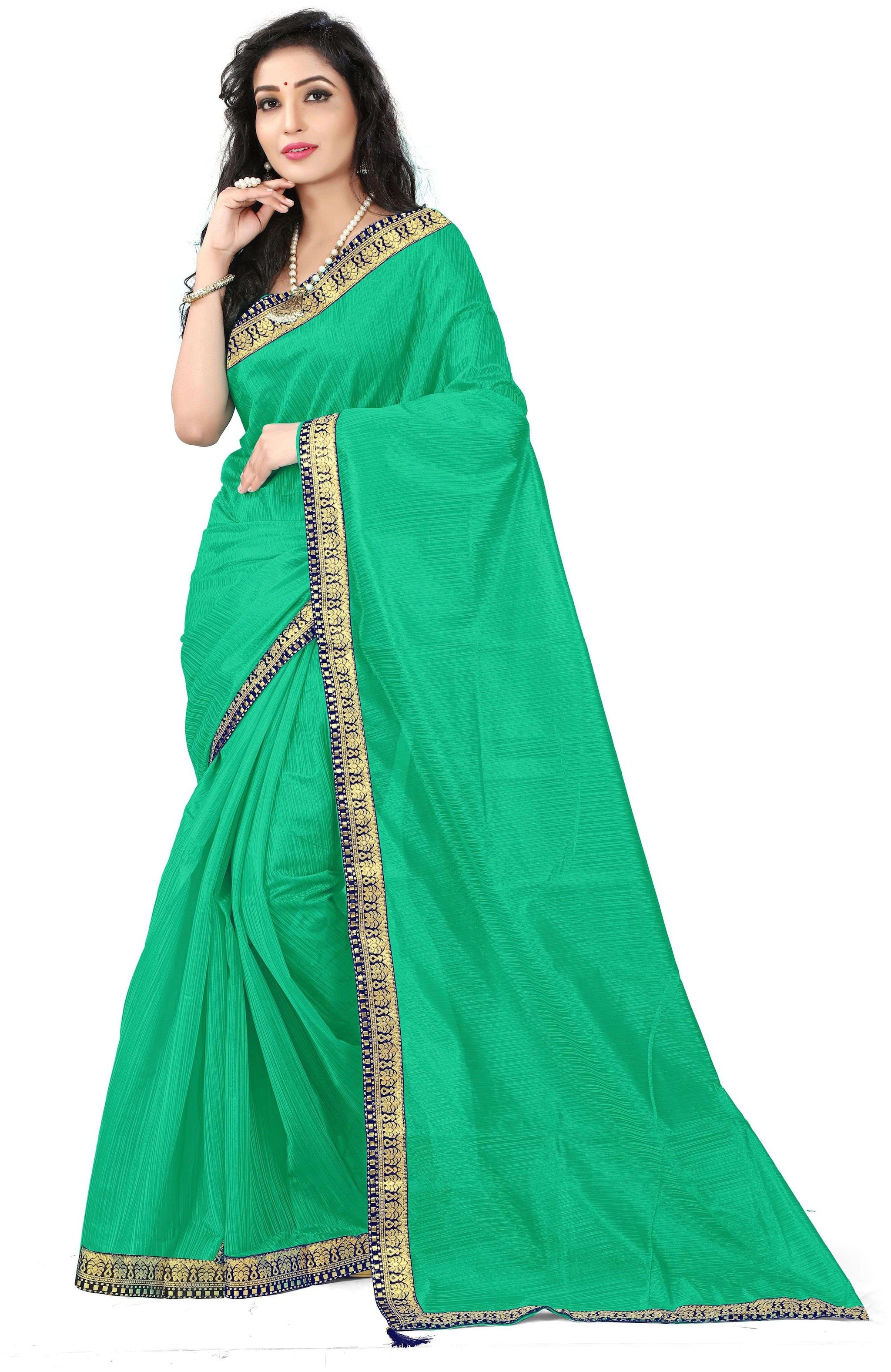 

Florence Green Solid Universal Regular Saree With blouse
