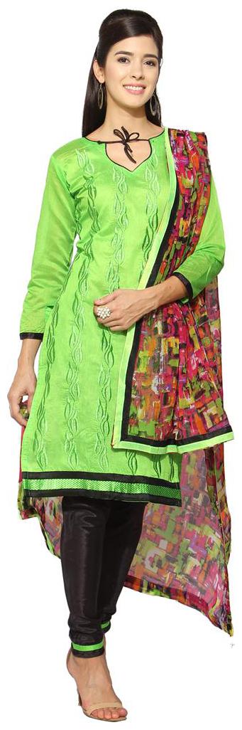 

Florence Green Chanderi Cotton Embroidered Dress Material